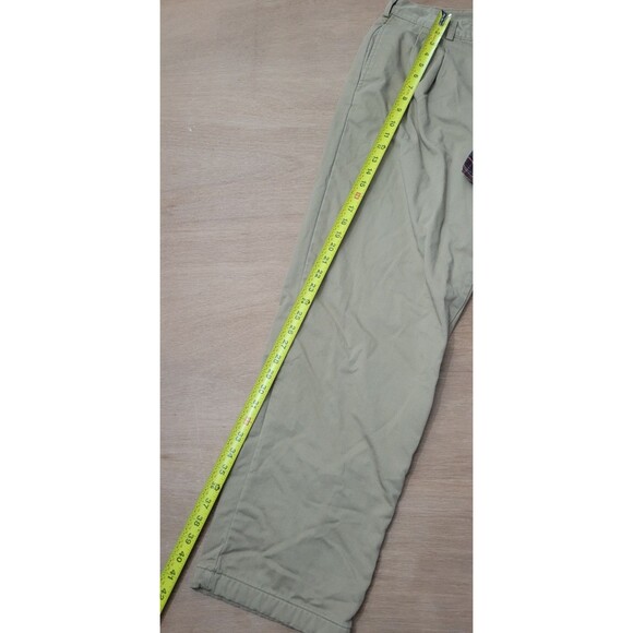 LL Bean Fleece Lined Pants Khaki Tan Pleated Front Pants Size 36x31 Mens - Picture 8 of 11